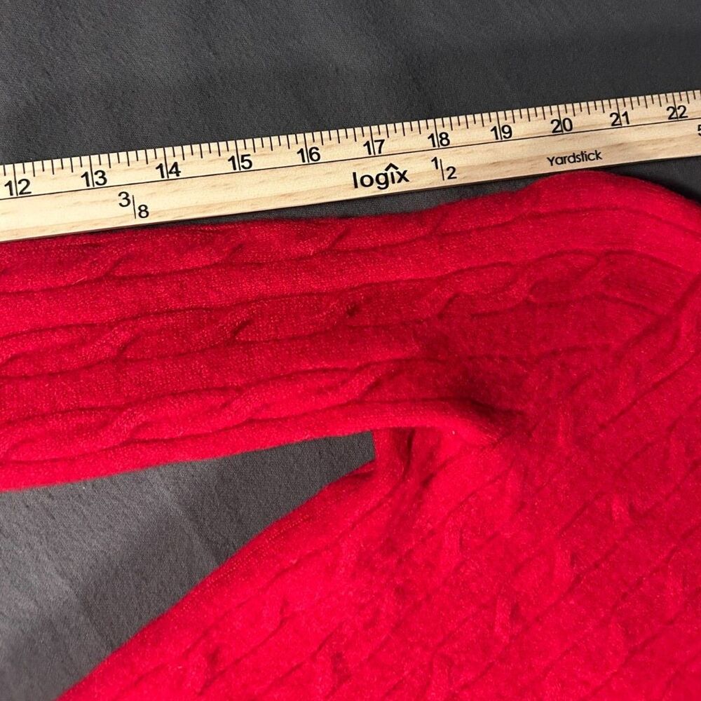 Old Money Christmas Red Cable Knit Cashmere Sweater XS Preppy Quiet Luxury - Picture 4 of 6